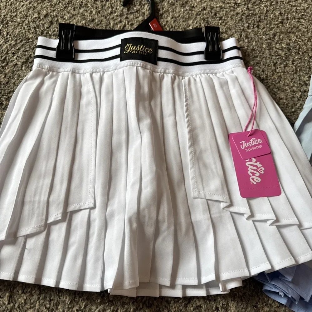 2 Justice Skort Skirt Girls Medium 10 Pleated Built In Shorts Tech Pocket